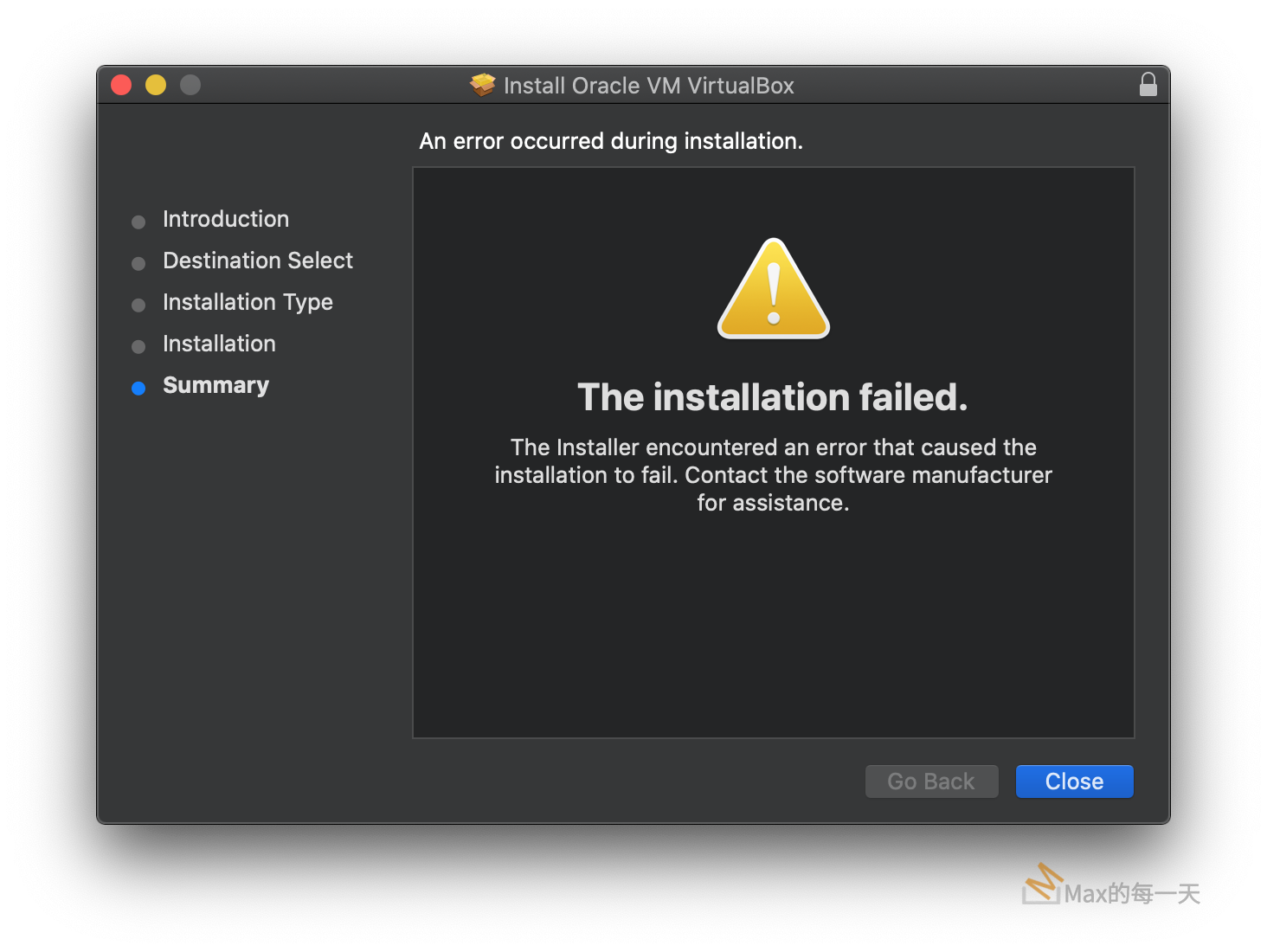 FIX: Oracle VirtualBox Mac installation failed