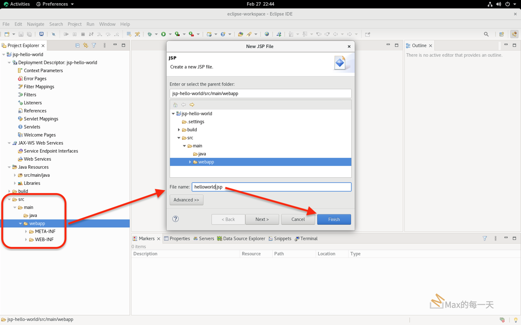 JSP / Servlet HelloWorld Example using Eclipse – Max的程式語言筆記