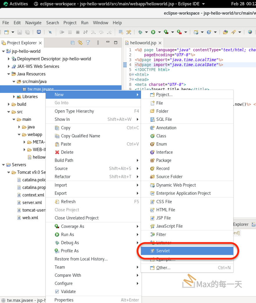 JSP / Servlet HelloWorld Example using Eclipse – Max的程式語言筆記