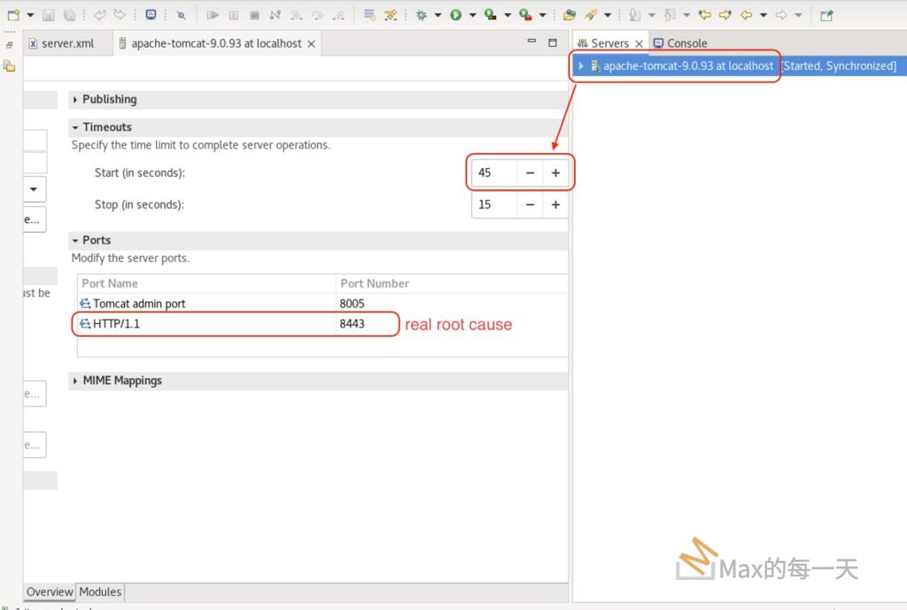 Server Apache Tomcat v9 at localhost was unable to start within 45 ...