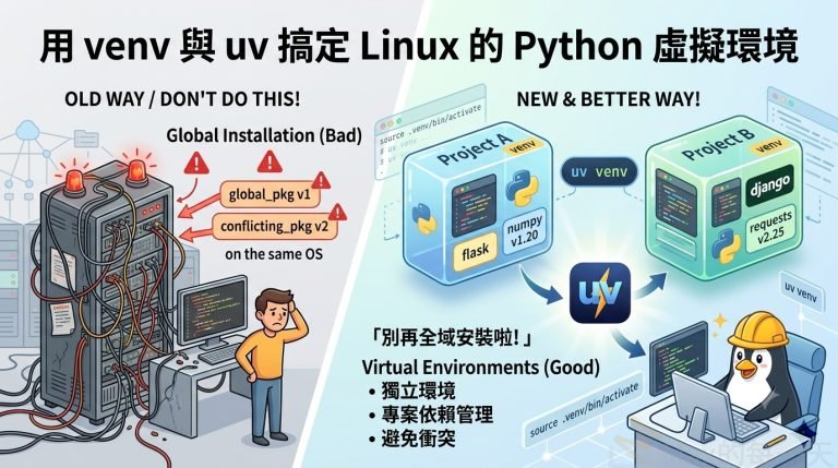 別再全域安裝啦！用 venv 與 uv 輕鬆搞定 Linux 的 Python 虛擬環境 – Max的程式語言筆記